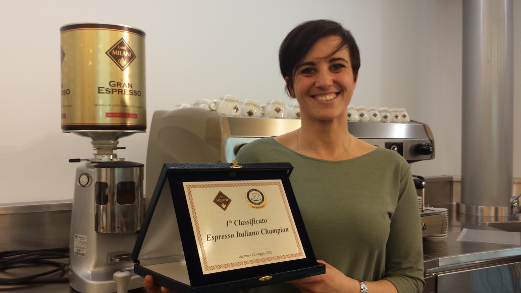 Angela Cuomo, vincitrice della tappa di Como di Espresso Italiano Champion 2015 organizzata da Caffè Milani